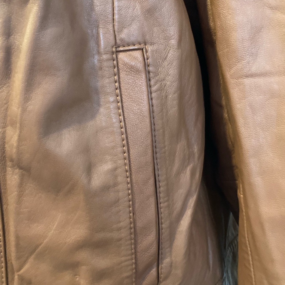 MICHAEL Michael Kors Leather Moto Jacket in Luggage - Picture 10 of 14